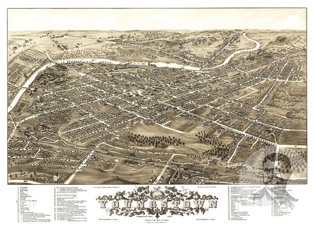 Old Map of Ravenna Historic Decor OH from 1882 Vintage Ohio Art
