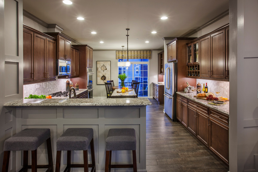 Kitchen - transitional kitchen idea in Chicago with marble countertops and stainless steel appliances
