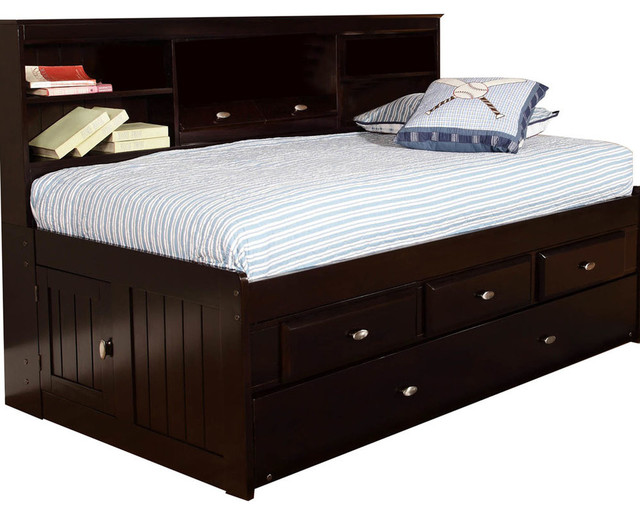 twin bed with built in dresser