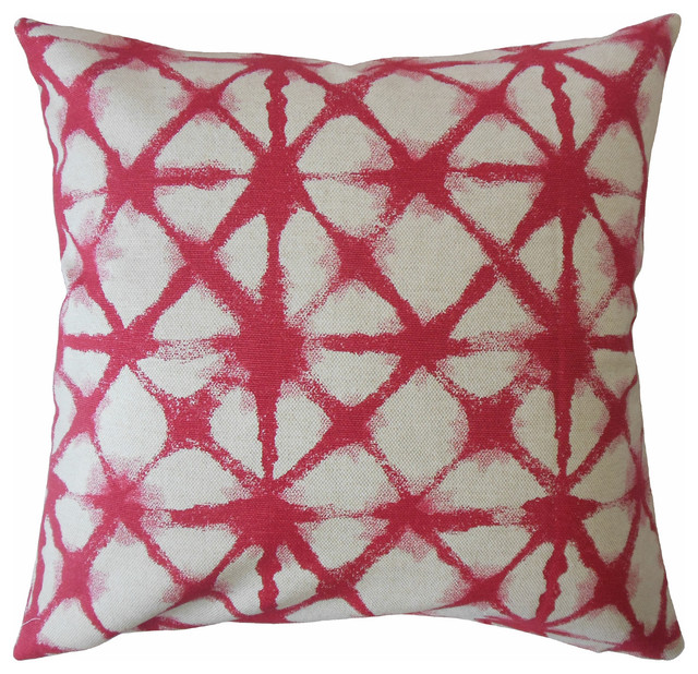 Gerica Ikat Throw Pillow, Raspberry 