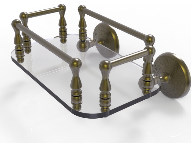 Monte Carlo Wall Mounted Glass Guest Towel Tray, Antique Brass