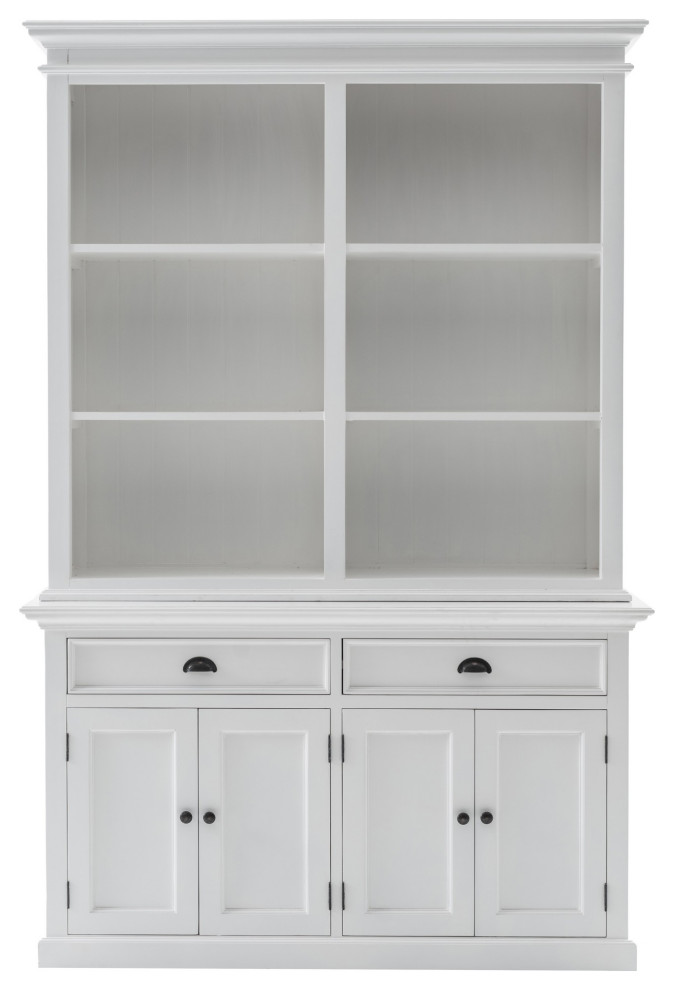 Classic White Buffet Hutch Unit With 6 Shelves