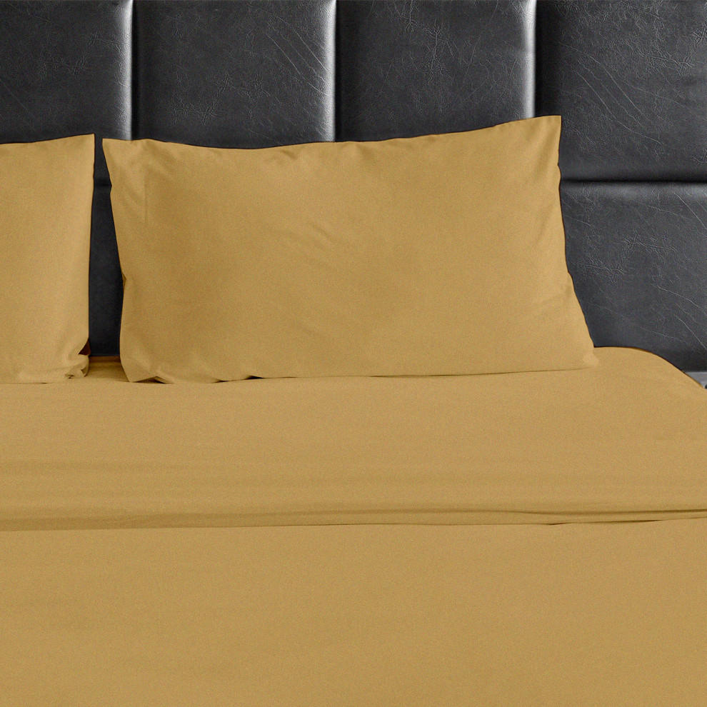 Bluff City Bedding, 1800 Thread Count 4-Piece Set, Gold, Cal King/King