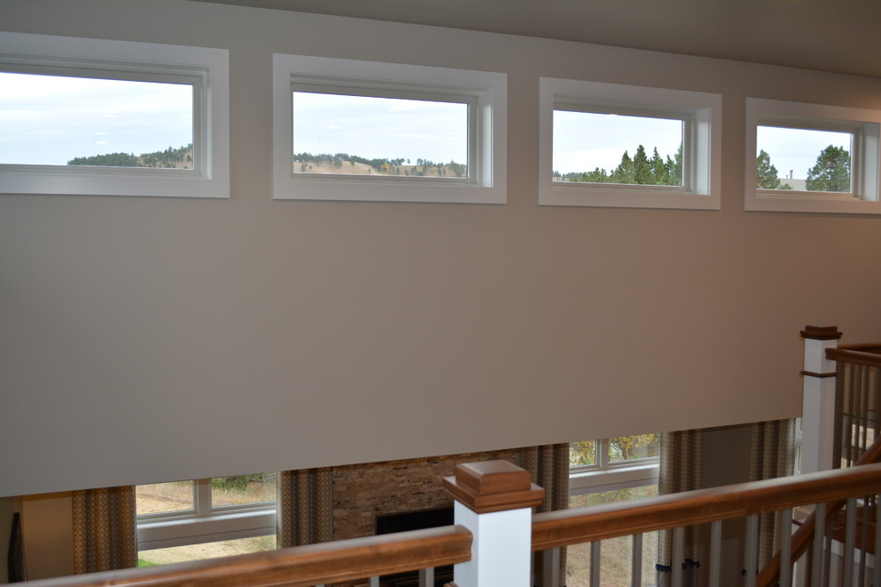 Staircase - mid-sized transitional wooden straight staircase idea with painted risers