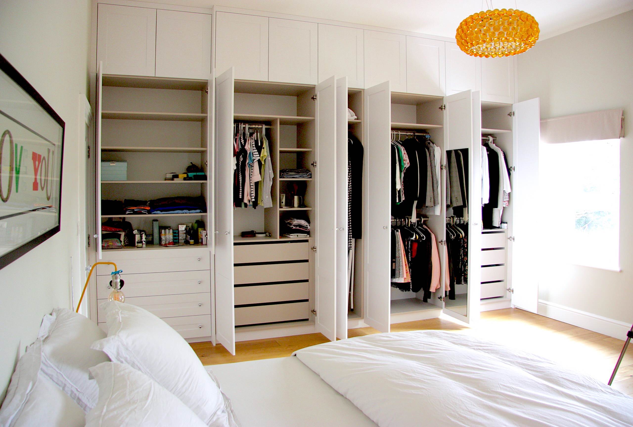 Custom made bedroom white hinged wardrobe