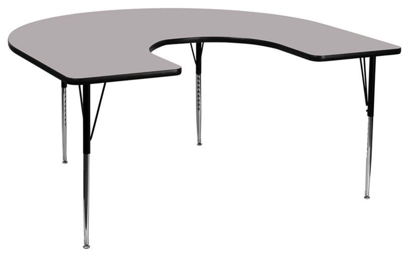 Horseshoe Thermal Laminate Activity Table, Gray, 60"x66"
