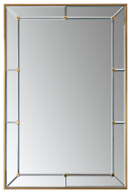 Bergamo 24 Rectangular Bathroom Vanity, Lina Modern Floor Mirror Gold With Marble