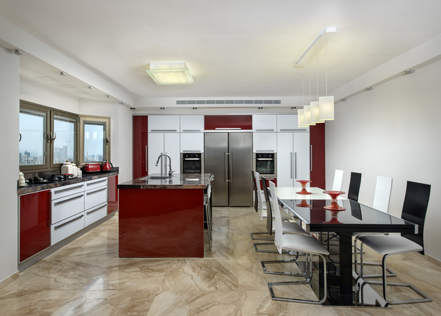 Floating Clouds And Ceiling Light Contemporary Kitchen