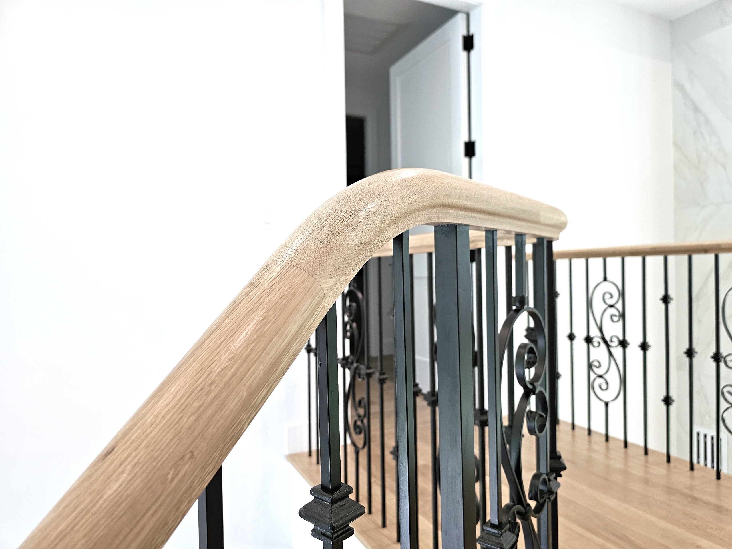 120_Luxurious White Oak Stair with Iron Balusters, Great Falls, 22066