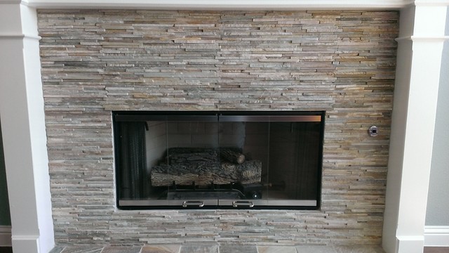 Fireplace Mini Ledger Stone Wall Brick Pattern Hearth Fireplace Mini Ledger Stone Wall Brick Pattern Hearth Contemporary