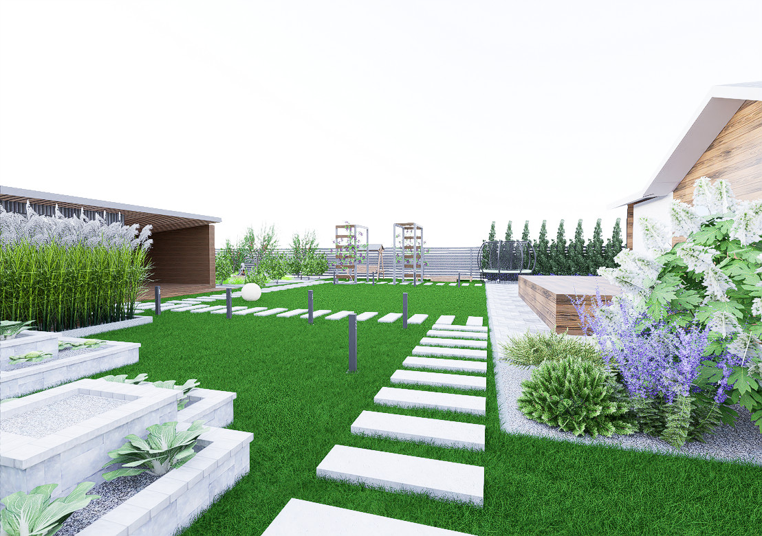 Дизайн участка 6 соток в современном стиле