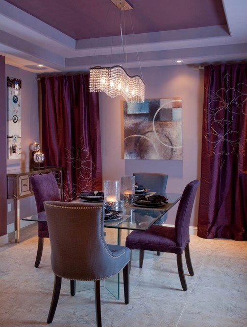 When To Use Purple In The Dining Room, Purple And Grey Dining Room Chairs