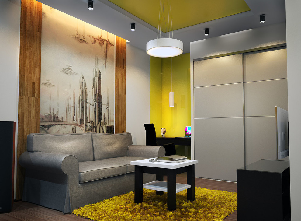 Проект гостиной и кухни без окон