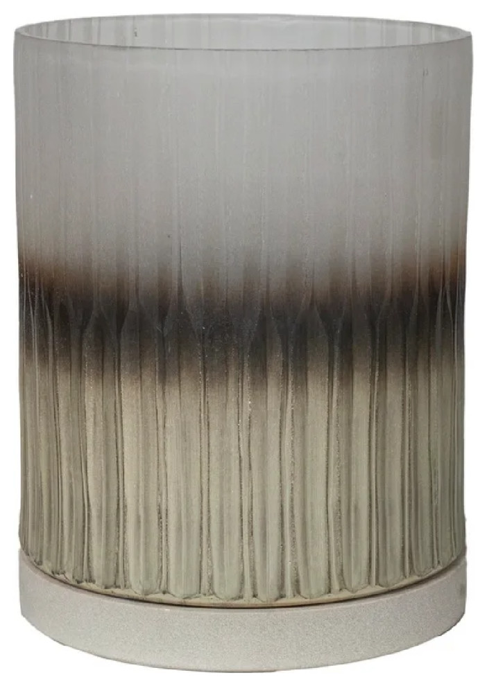 Cylindrical Ribbed Glass Hurricane Dome Deco Agua Contemporary