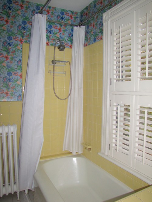 Terrific Bathroom Tile Ideas From 12 Reader Bathrooms Retro Yellow And Black Tile Vine