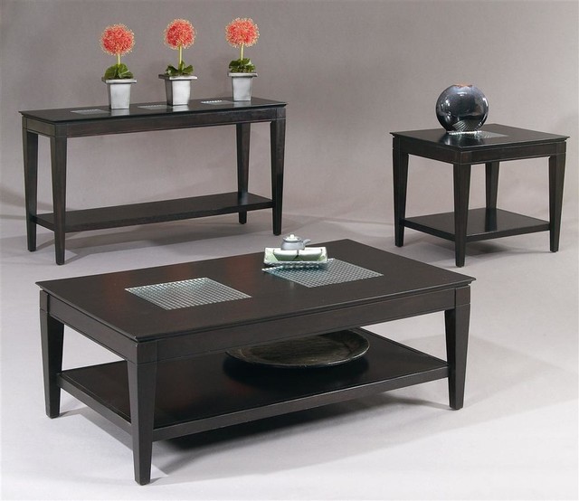 3 Pc Living Room Table Set in Dark Cappuccino