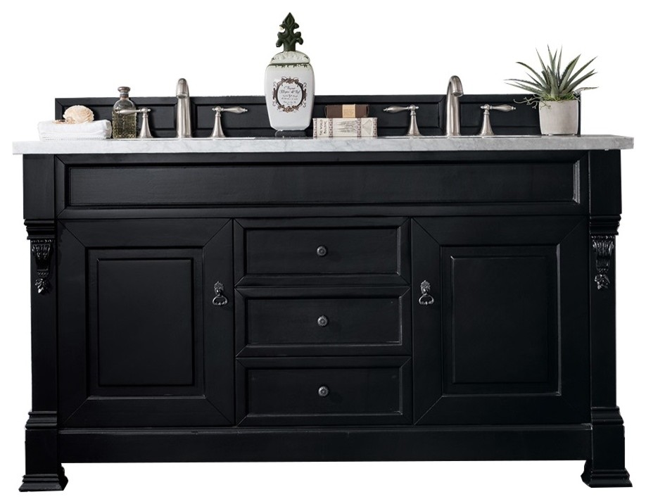 Brookfield 60" Double Vanity Antique Black, Base Only