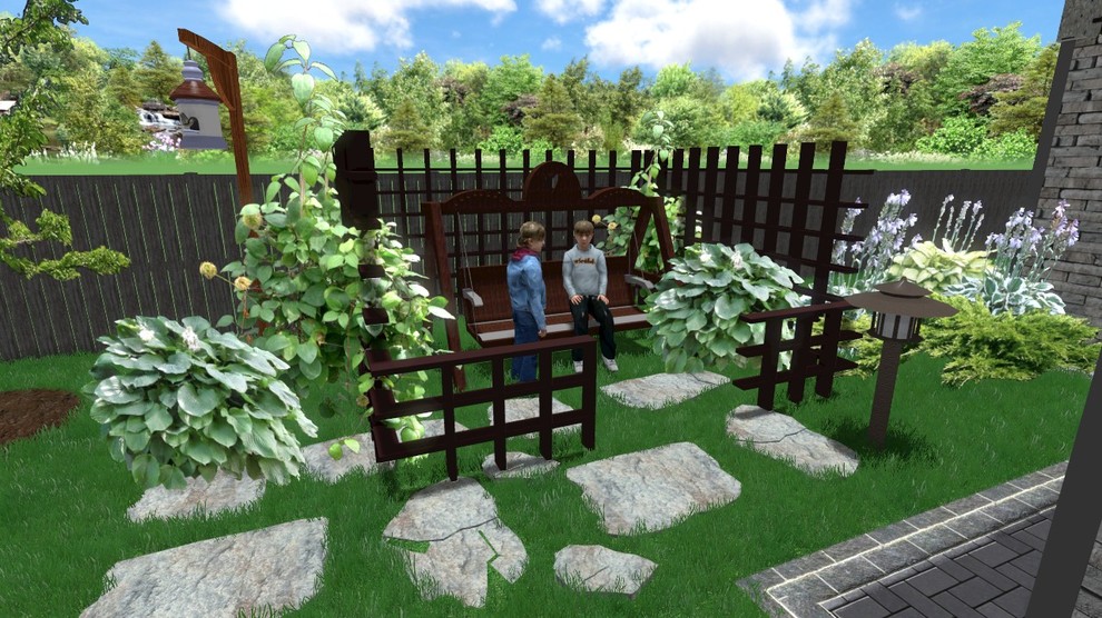 Ландшафтный проект участка 15 соток с открытым бассейном