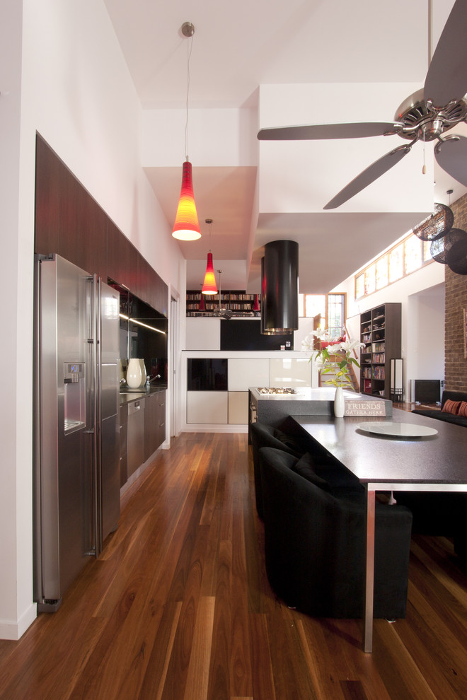 Inspiration for a contemporary kitchen in Brisbane with stainless steel appliances.