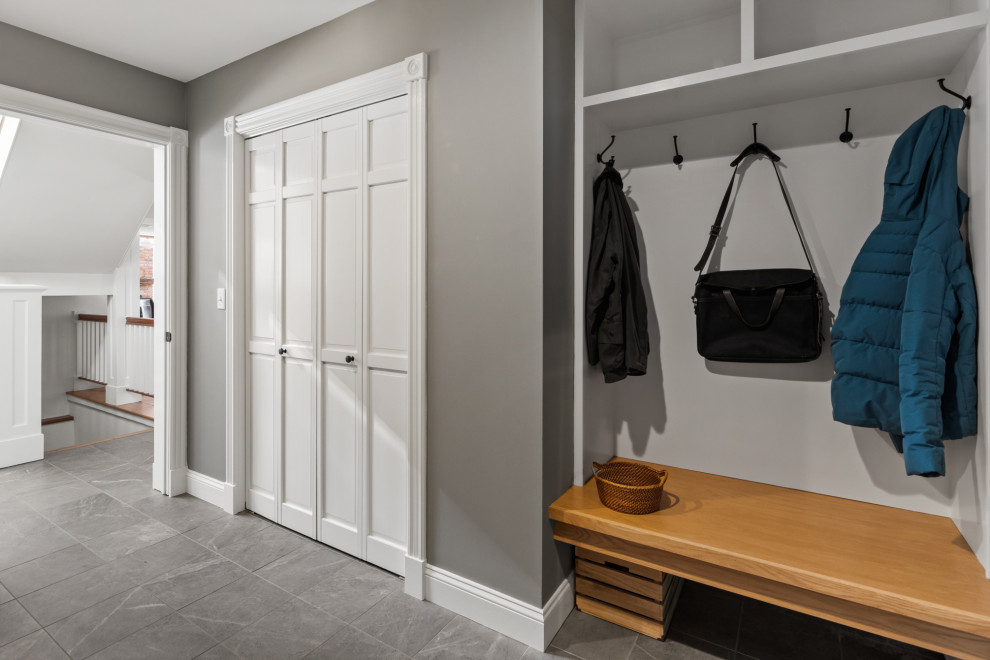 Inspiration for a transitional entryway remodel in Burlington