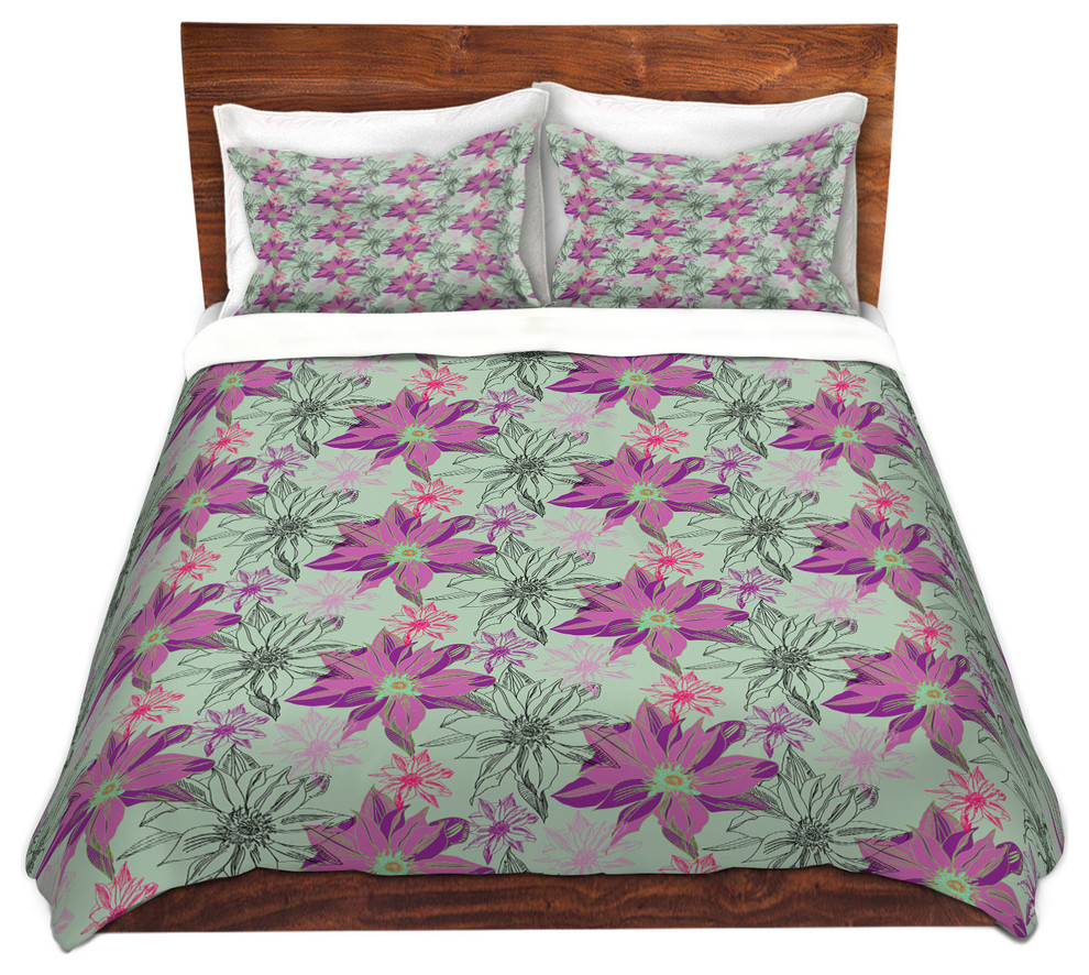 Shaded Flower Purple Green Duvet Cover Contemporary Duvet Covers