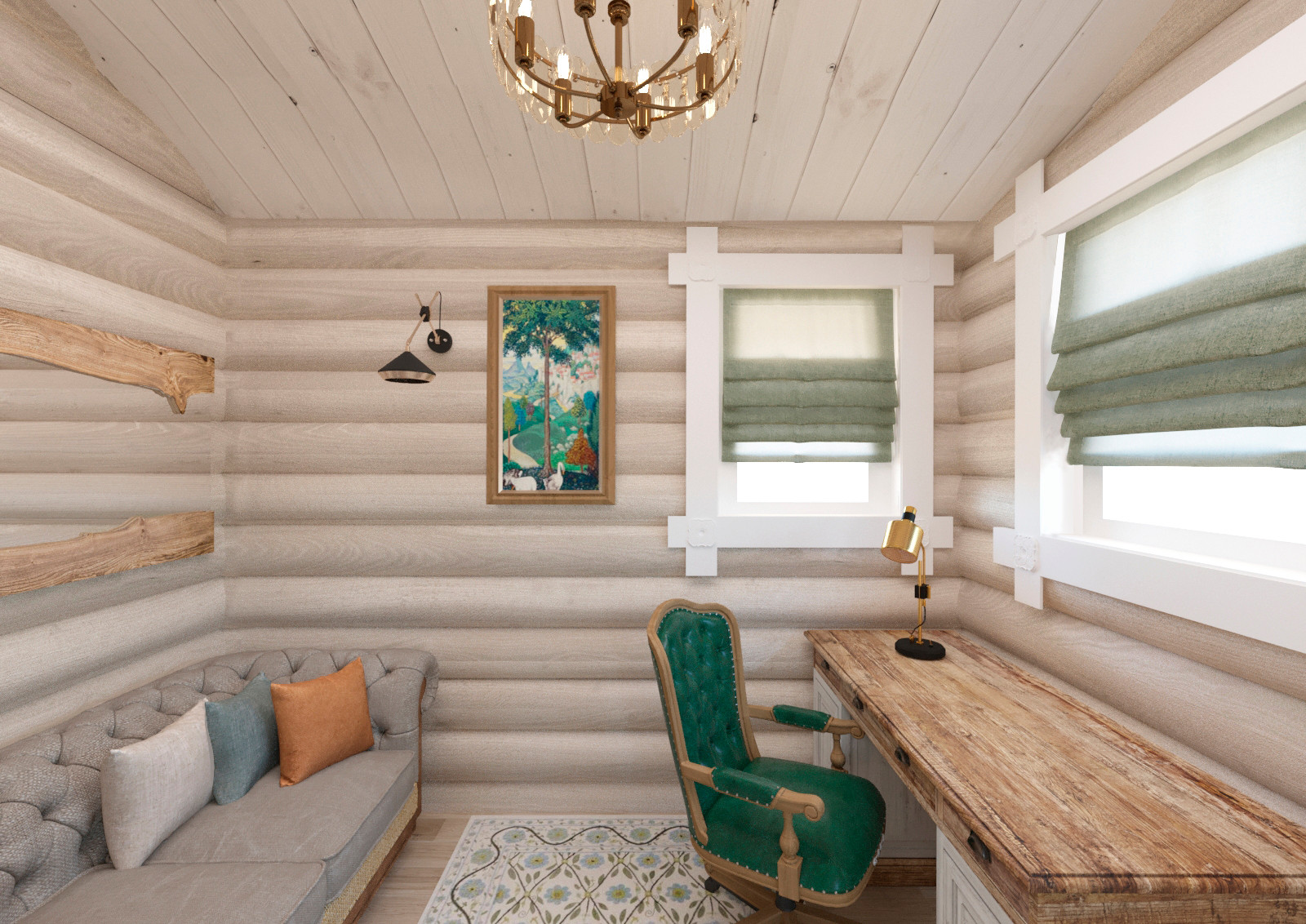 Дизайн загородного дома из бревна