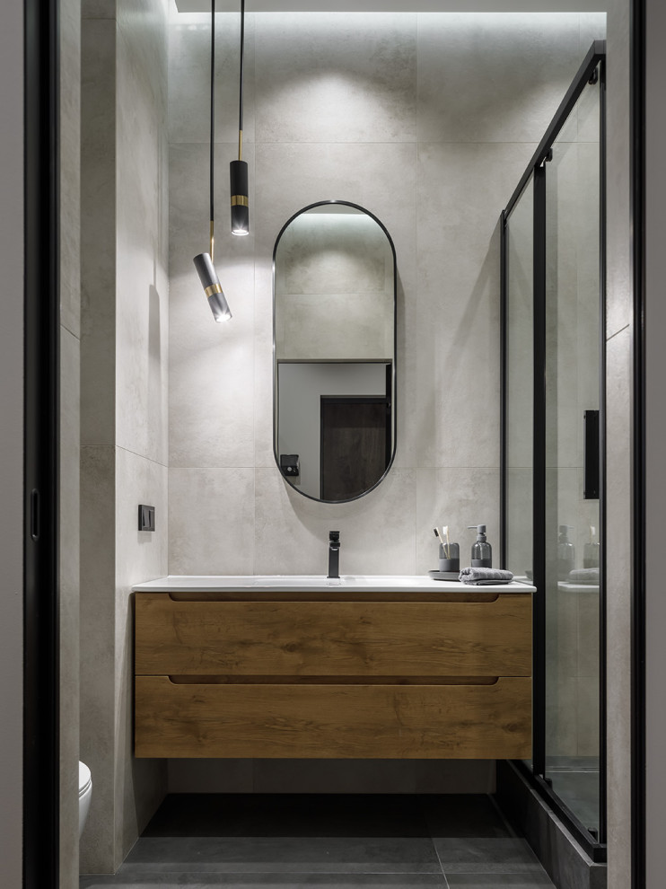 Реализованная квартира под сдачу в темных тонах в ЖК Притяжение