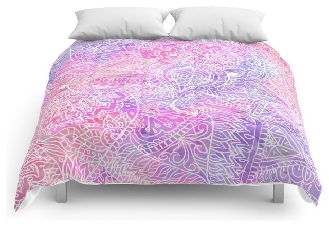 Pink Purple Paisley Love Comforter Contemporary Comforters And