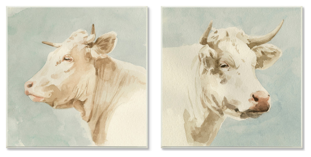 Vintage Farm Cattle Cows Watercolor Portrait Beige Blue - Farmhouse - Prints And Posters - by Stupell Industries | Houzz Vintage Farm Cattle Cows Watercolor Portrait Beige Blue - Farmhouse - Prints And Posters - by Stupell Industries | Houzz