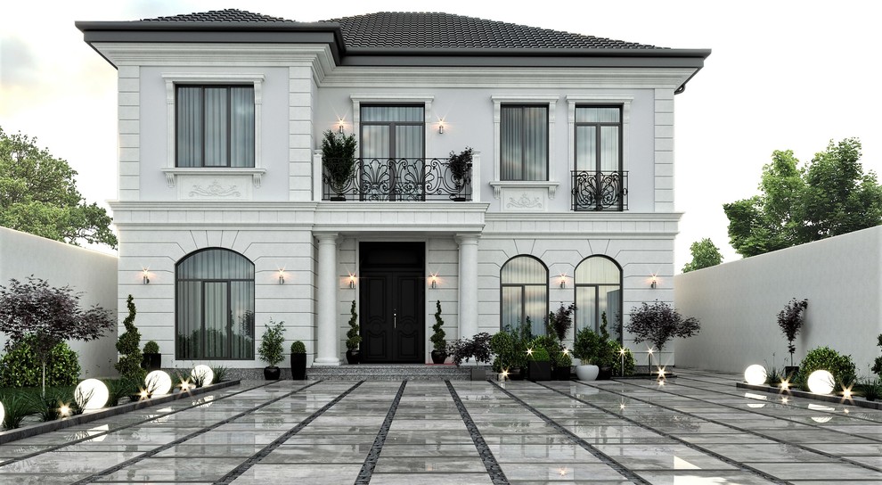 Двухэтажный дом в классическом стиле