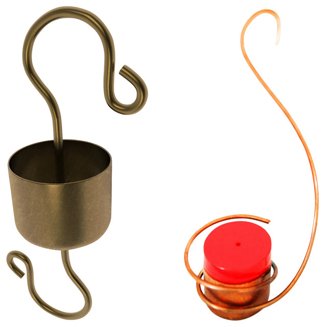 Skinny Ant Moat And Copper Hummingbird Feeder Traditional Bird