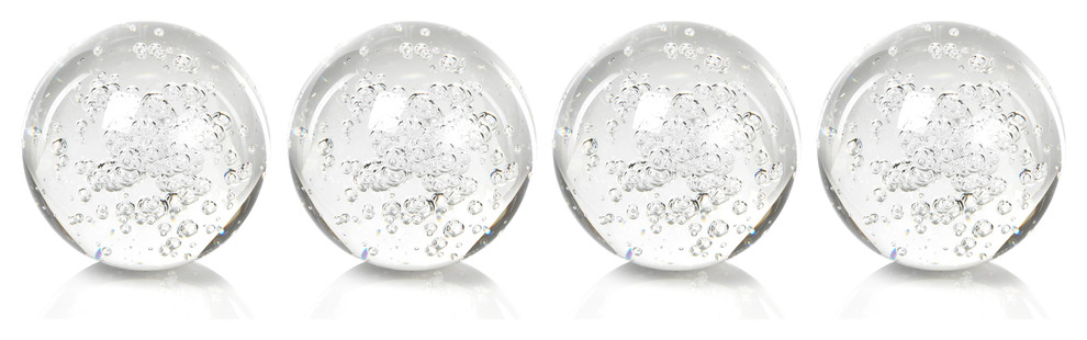 3" Crystal Decorative Ball, Bubbles Design, Set of 4