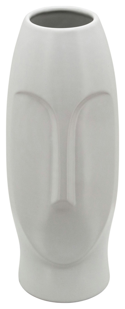 14"h Face Vase, White