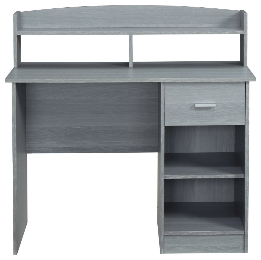 Techni Mobili Modern Office Desk With Hutch, Gray Transitional