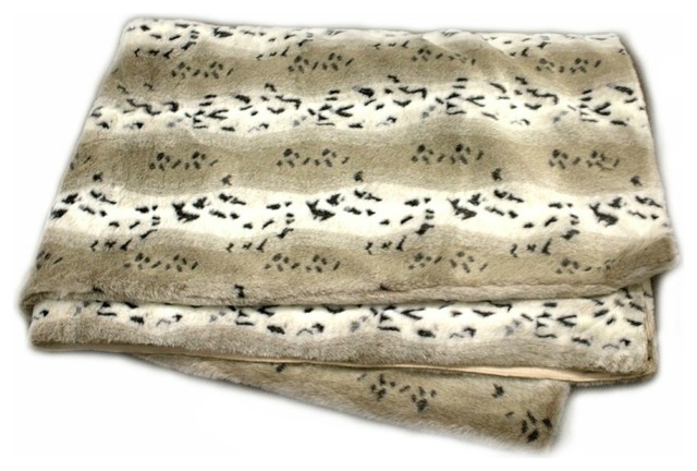 Spotted Lynx Faux Fur Throw Blanket Contemporary Blankets By