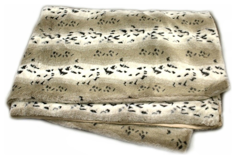Spotted Lynx Faux Fur Throw Blanket, 3'x5' Contemporary Blankets