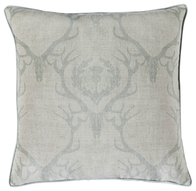 Deer Damask Cushion, Duck Egg Blue