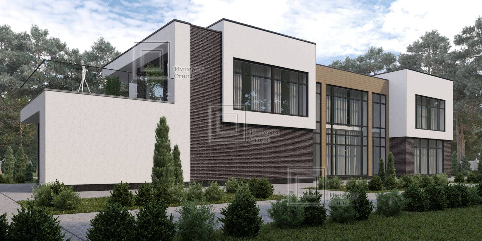 Проект дома с гаражом на три машины