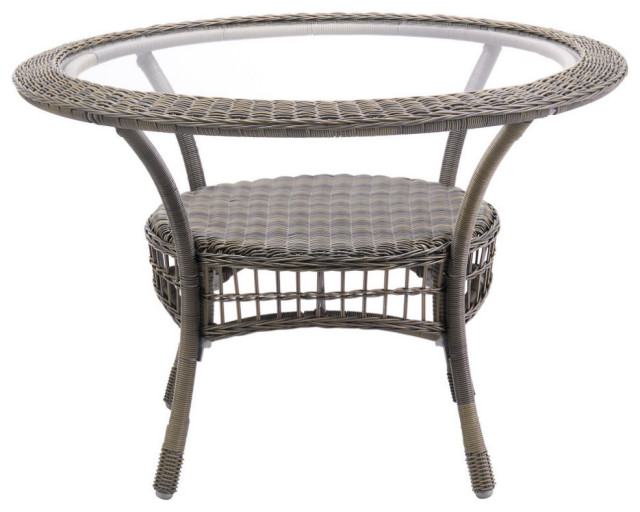 Carolina 42" Diameter AllWeather Wicker Outdoor Dining Table, Glass