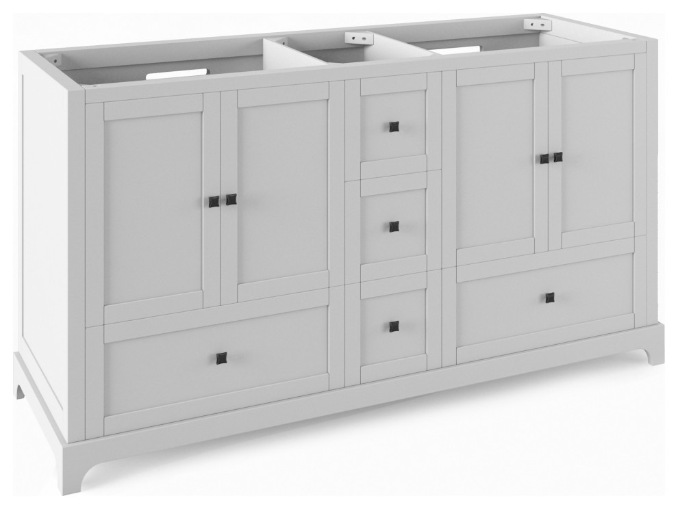59 Double White Vanity Base With Matte Black Hardware And Shaker