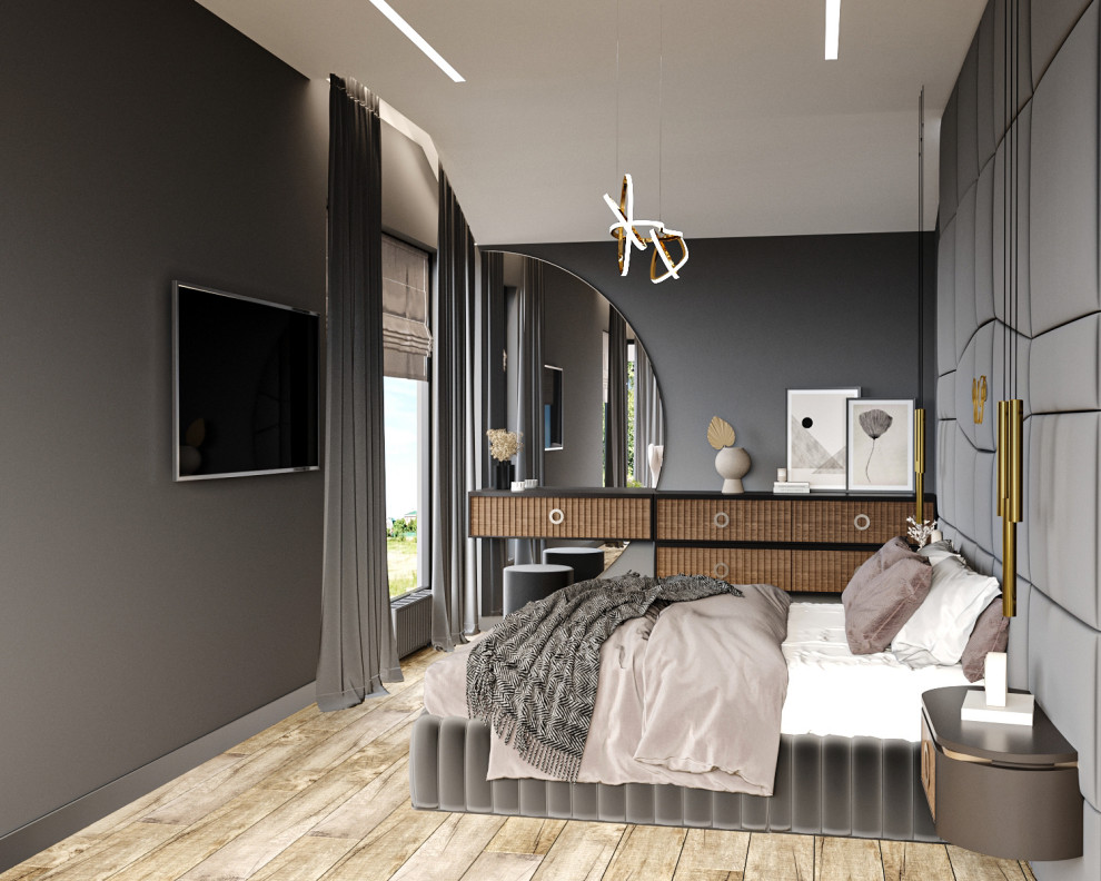 Современные оттенки серого и уютного дерева)