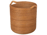 Kouboo Laguna Round Rattan Storage Basket with Ear Handles Honey Brown