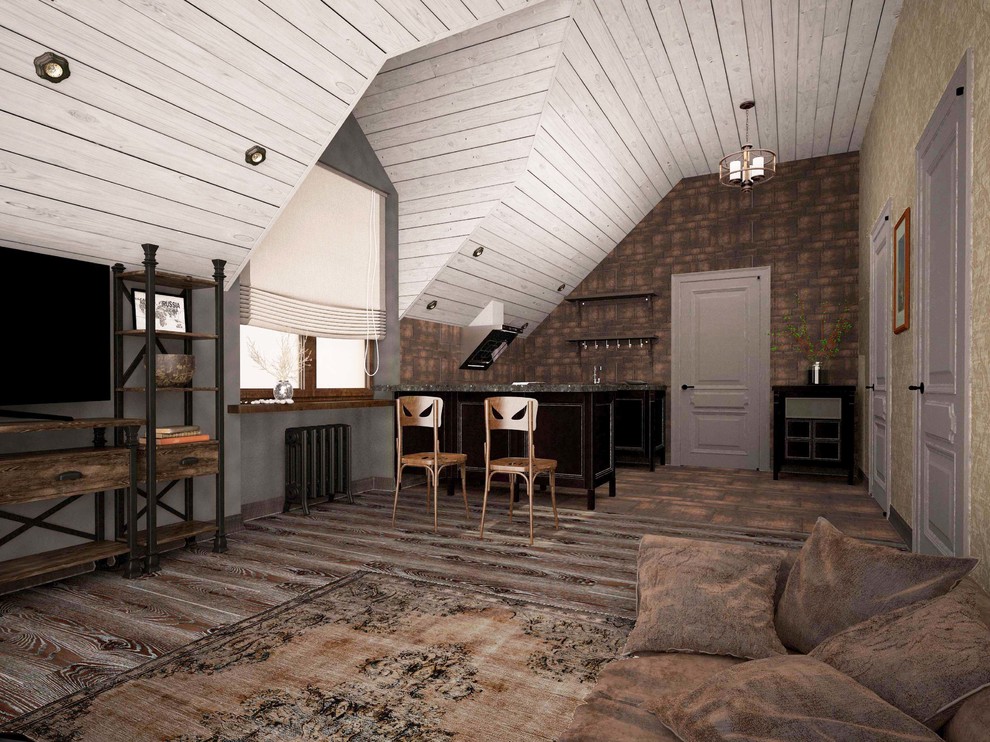 Кухня-столовая на мансарде