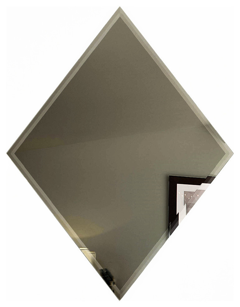 Reflections 6 in x 8 in Beveled Glass Mirror Diamond Tile in Glossy Gold