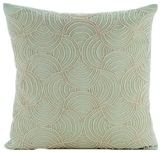 Accent Pillow Covers Pastel Green 20"x20" Cotton Linen, Mint Dynasty