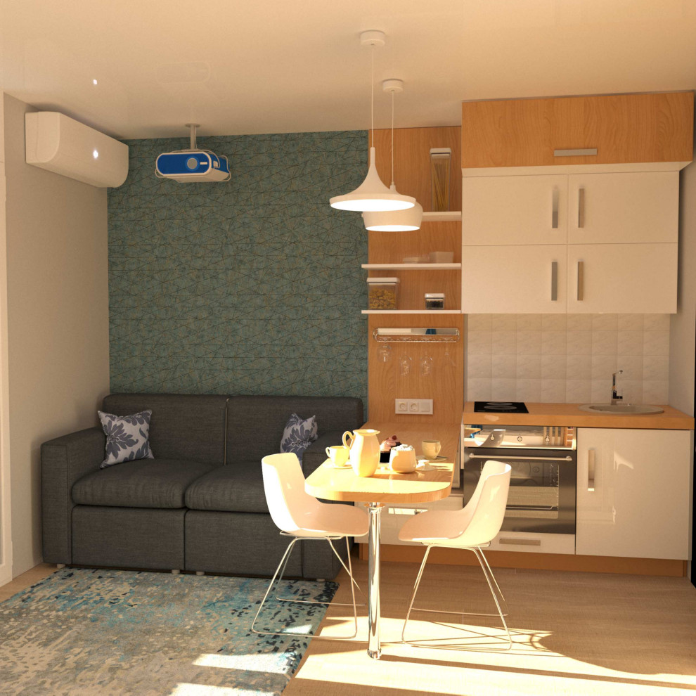 Дизайн-проект основной комнаты в квартире студии ЖК Панорама