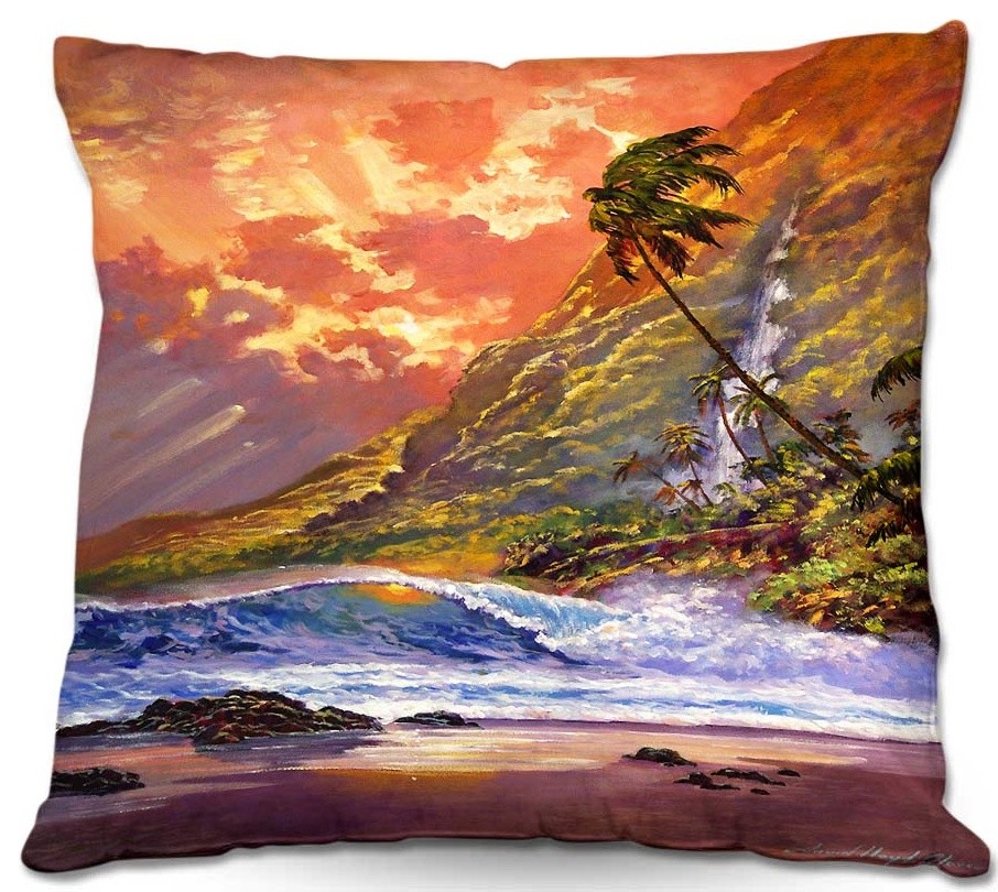 Dawn in Oahu Throw Pillow, 22"x22"