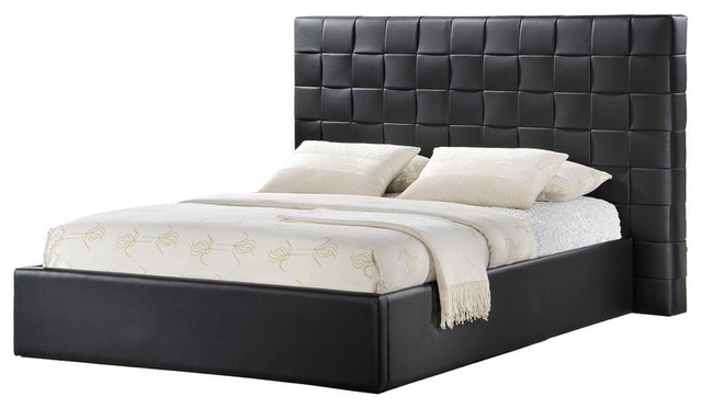 Baxton Studio Prenetta Black Modern Bed With Upholstered Headboard, Queen