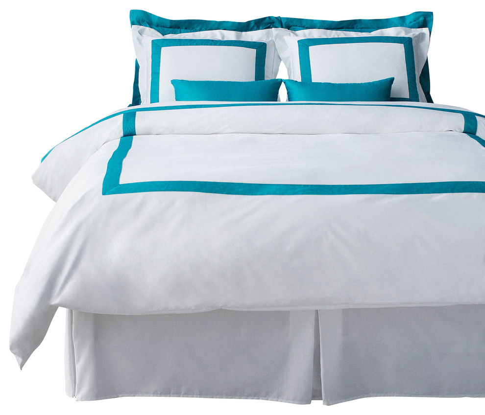 LaCozi Turquoise and White Duvet Cover Set Modern Duvet Covers And