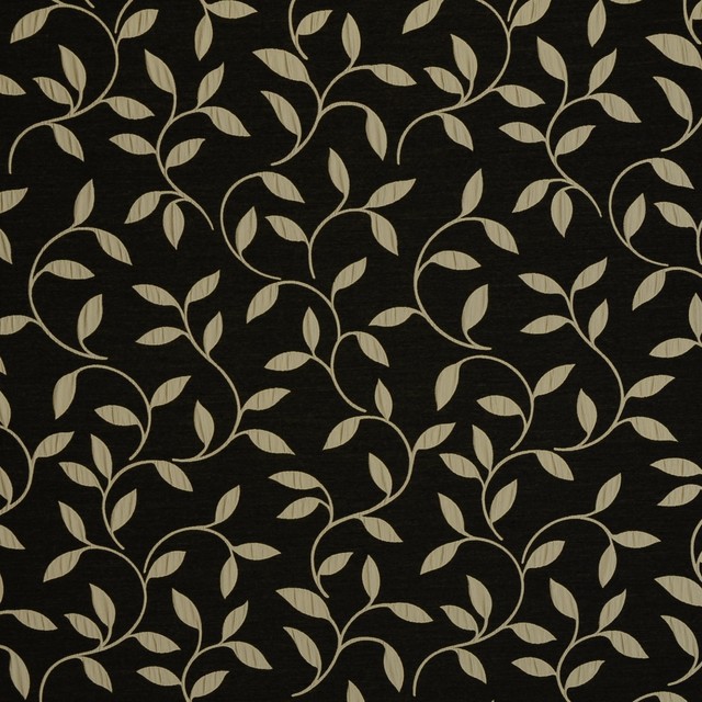 Black  Leaf Multi Purpose Upholstery Fabric
